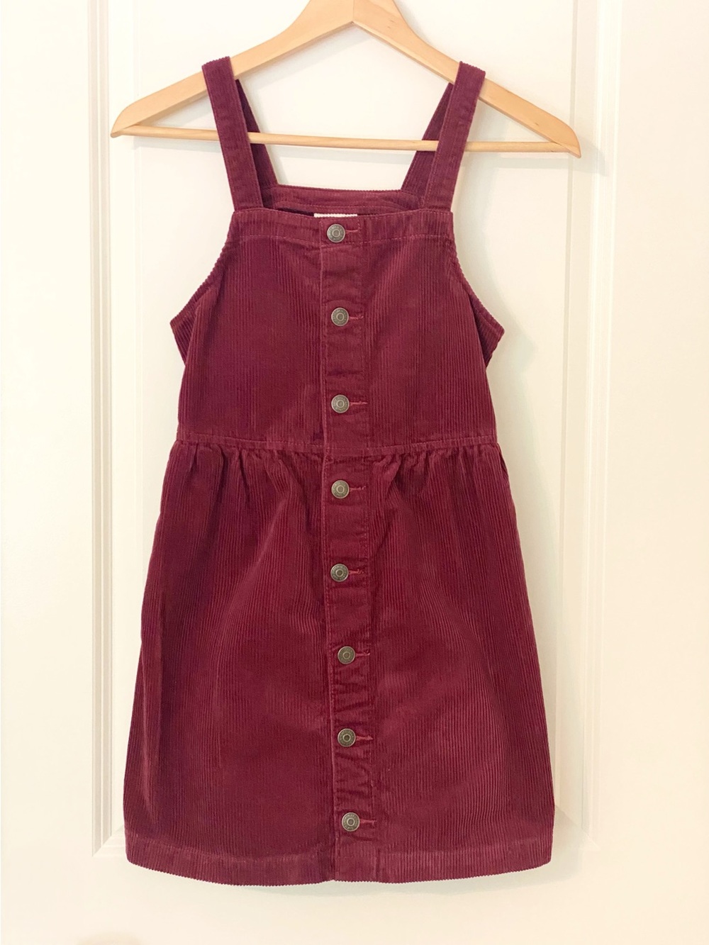 Cat & Jack Maroon Corduroy Jumper Dress Girls 10 12 Button Front Pockets Fall